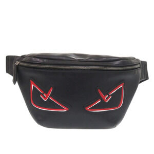 Fendi Bugs Eye 7VA434 Leather Black Bag Body Waist 1331FENDI